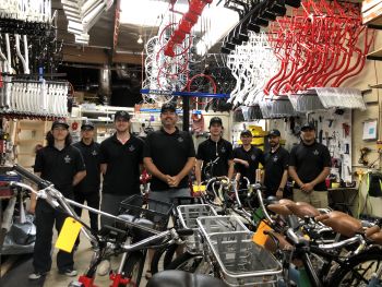 Lupton-Smith (center) with staff at EBC's warehouse.